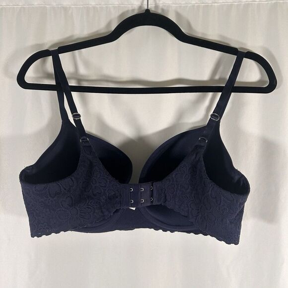 Aerie Bra Women's 36DD Navy Blue Padded Underwired Floral Lace Hook Eye - Picture 4 of 7